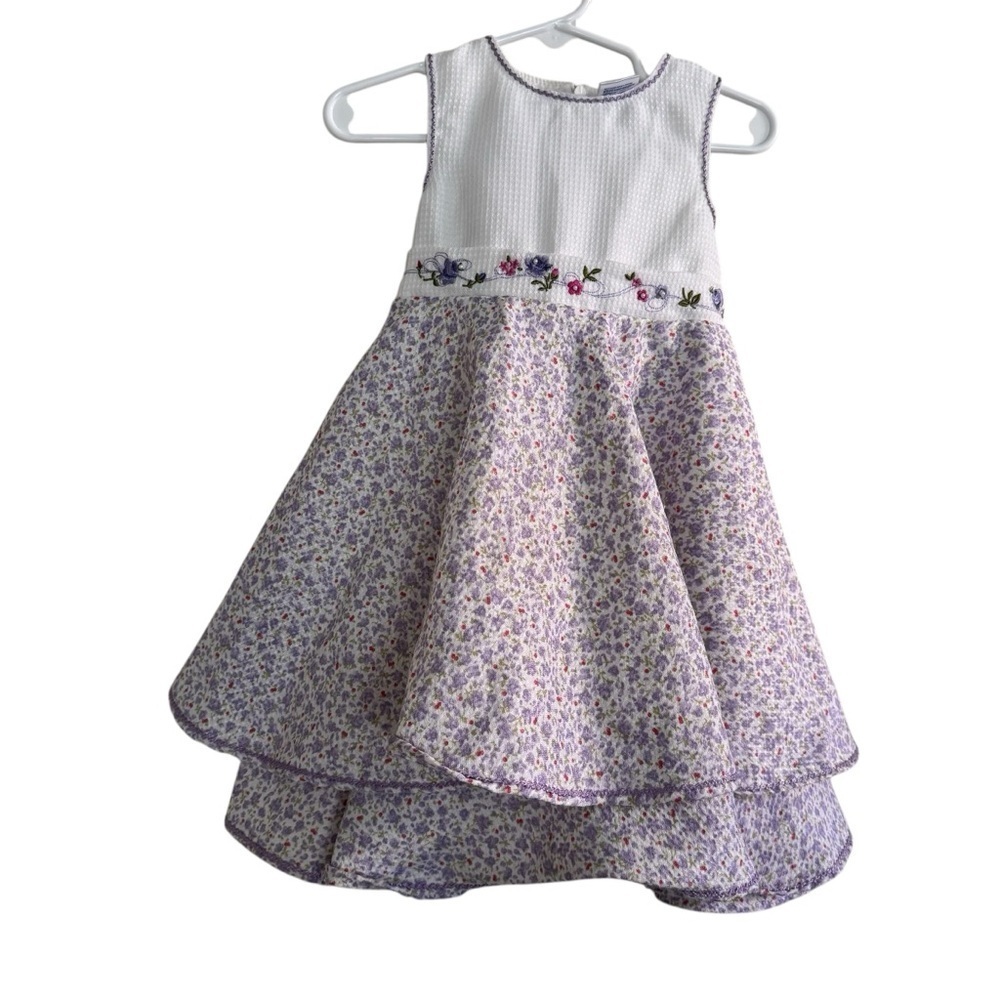 VTG B.T. Kids Dress Floral Lavender White Sleeveless Toddler Girl 2T